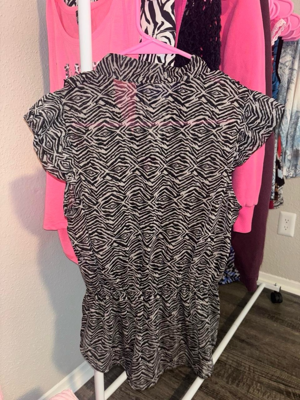 Miley Cyrus Zebra Print Ruffle Blouse - Picture 2 of 4
